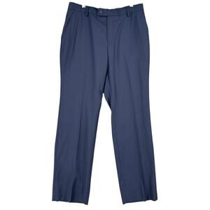 Pineapple Palaka Navy Blue Button Zip Belt Loops Flat Front Pants 32 x 29